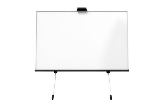 Easel With Attached Whiteboard. On a Clear PNG or White Background.