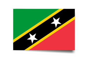 Saint Kitts and Nevis flag - rectangle card with dropped shadow isolated on white background.