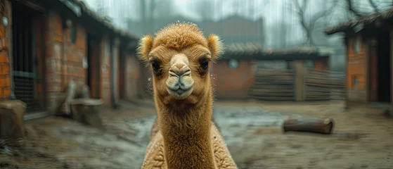 Foto op Plexiglas a camel that is standing in the dirt © Masum