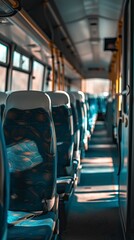 Empty passenger seats in cabin of the Bus