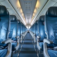Obraz premium Empty passenger seats in cabin of the Bus