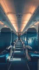 Obraz premium Empty passenger seats in cabin of the Bus