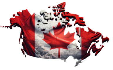 Detailed Map of Canada With Painted Flag isolated on transparent background PNG