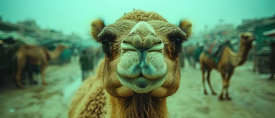 Keuken spatwand met foto a camel that is looking at the camera © Masum