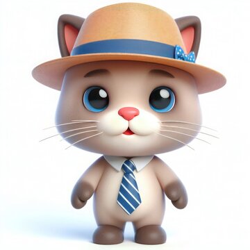 Caricatura de un pequeño gato adorable en 3d, personaje de fantasía 