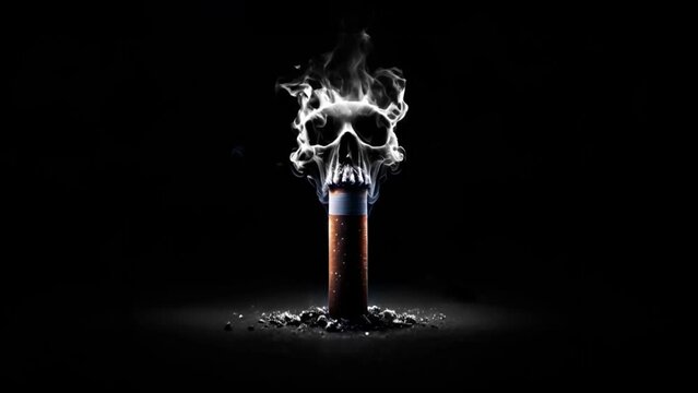 Cigarette with a skull shaped smoke animation