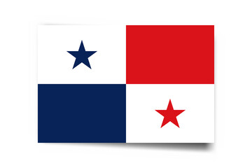 Panama flag - rectangle card with dropped shadow isolated on white background.