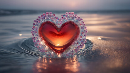 Fototapeta premium Heart shape for Love concept, Valentine's Day concepts. love symbol, concept for Valentine's Day, wedding etc. Heart elements for love concept design. AI generated image