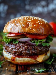 Food photography, a beef burger