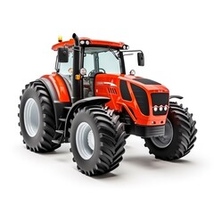 Yellow and black tractor with large tires on white background