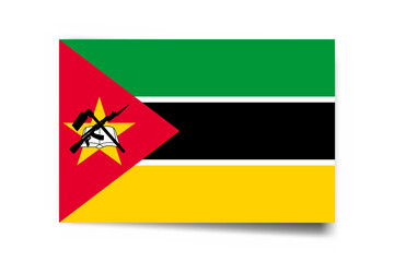 Mozambique flag - rectangle card with dropped shadow isolated on white background.