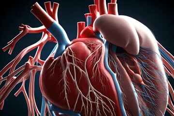 human heart anatomy 3d visualisation - obrazy, fototapety, plakaty