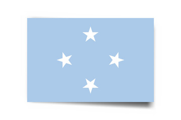 Federated States of Micronesia flag - rectangle card with dropped shadow isolated on white background. - obrazy, fototapety, plakaty