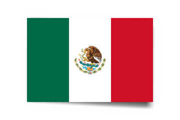 Mexico flag - rectangle card with dropped shadow isolated on white background.