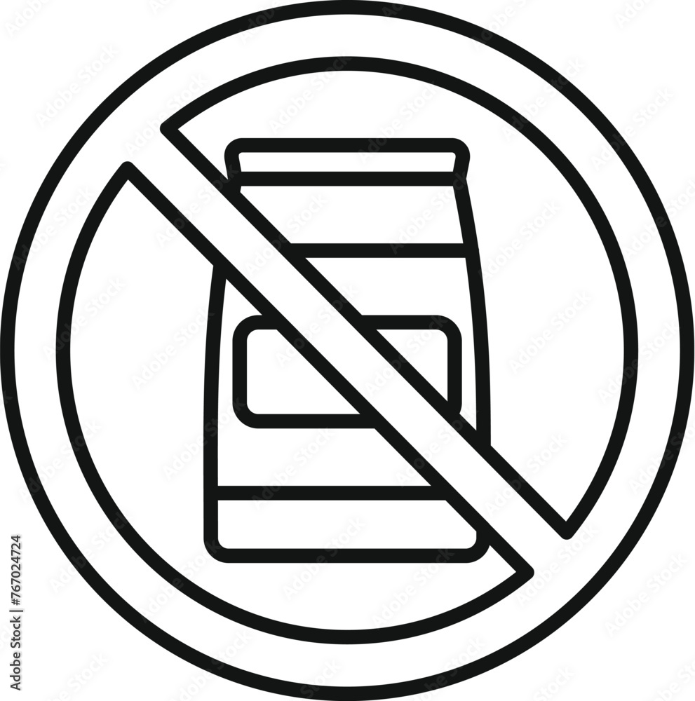 Sticker no organic flour pack icon outline vector. gluten intolerance. patient character