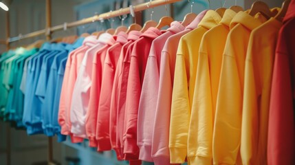 Row of Shirts Displayed on Store Rack