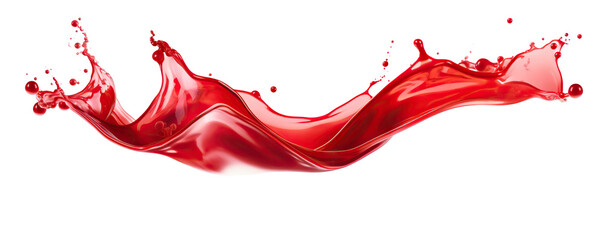 Vibrant and energetic splash of a red liquid similar to red berry jam, syrup, juice or punch, cut...