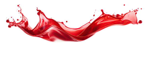 Vibrant and energetic splash of a red liquid similar to red berry jam, syrup, juice or punch, cut out