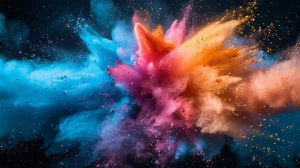 Naklejka premium Vibrant Powder Explosion on Black Background