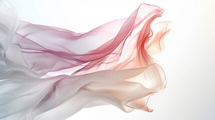 A white background, Fabric petal, Light, Transparency, soft light, Light color, FLowing transparent, silk 