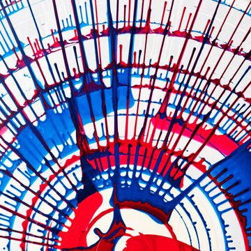 Abstract Art of Splattered Blue and Red Paint