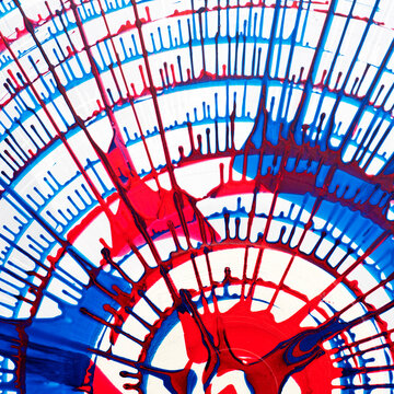 Abstract Art of Splattered Blue and Red Paint