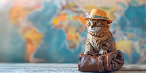 Adventurous Feline Exploring Europe with Whimsical Wanderlust - obrazy, fototapety, plakaty