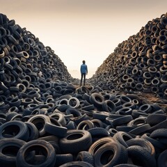 Obraz premium Landfill for recycling worn-out car tires