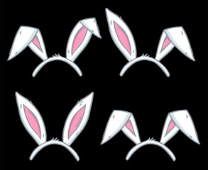 Hand drawn bunny ears illustration set