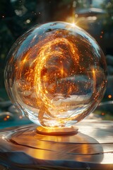 Crystal orb pulsating with magical energy - obrazy, fototapety, plakaty