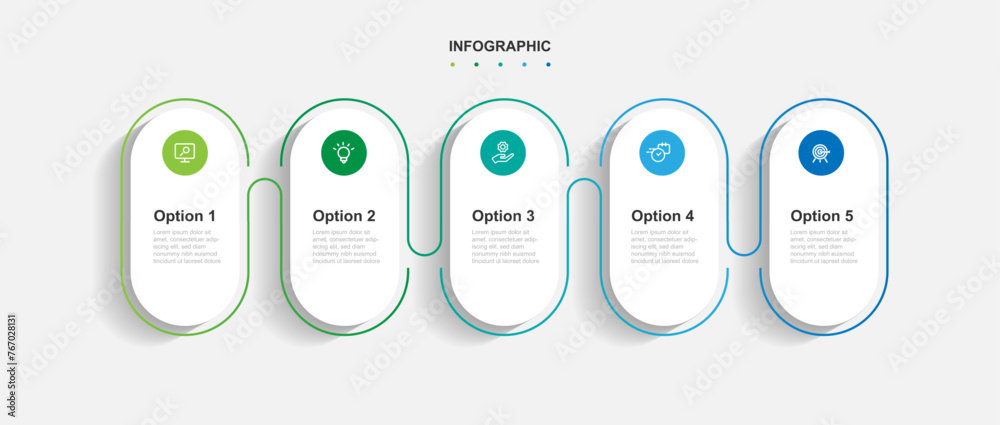 Aufkleber Design template infographic vector element with 5 step or option suitable for web presentation and business information
