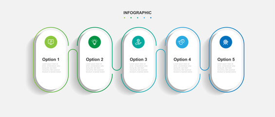Design template infographic vector element with 5 step or option suitable for web presentation and business information - obrazy, fototapety, plakaty