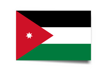 Jordan flag - rectangle card with dropped shadow isolated on white background.