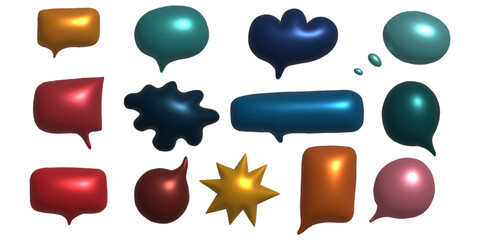 3D Chrome abstract liquid shapes. Inflated metal objects. Realistic render vector elements set