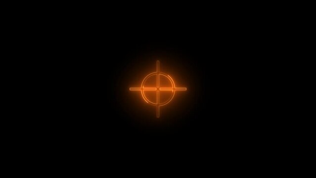 Neon glowing brown color position tolerance icon animation black background