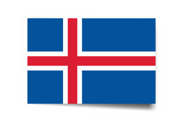 Fototapeta premium Iceland flag - rectangle card with dropped shadow isolated on white background.