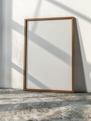 realistic blank  frame sitting on the floor without shadow 