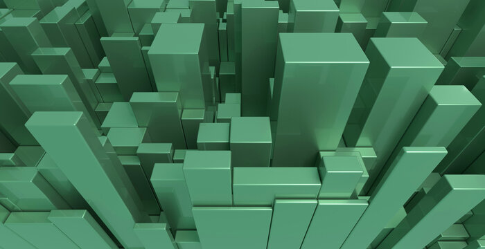 Abstract green geometric cubes background