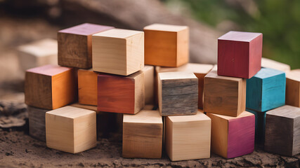 Wooden Block cubes. Solution, solve problem, business goal and success plan concepts.