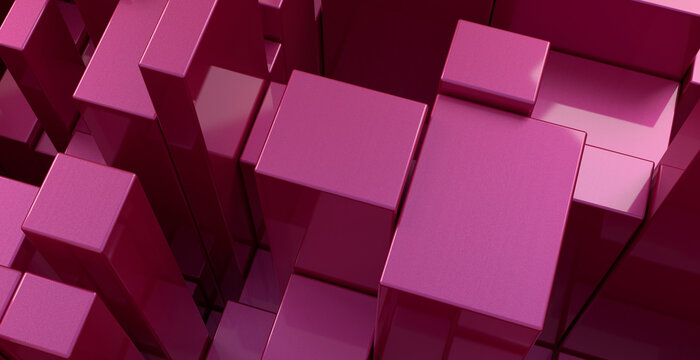 Fototapeta Abstract pink cubes forming a grid-like pattern