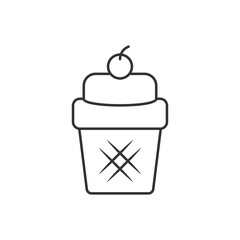 Thin Line Cup Cake vector icon