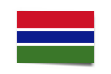 Gambia flag - rectangle card with dropped shadow isolated on white background.