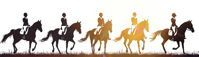 Horseback Riding Riders: Galloping, Trotting, and Equestrian Skills - obrazy, fototapety, plakaty