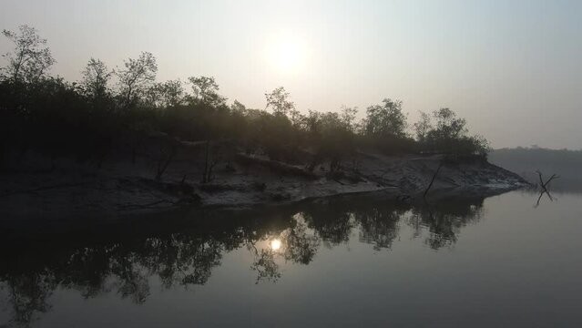 A beautiful sunset in Sundarbans national park