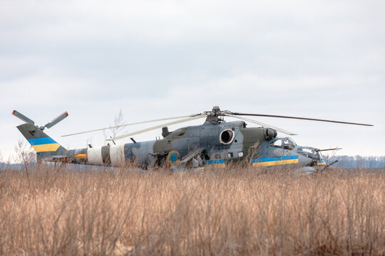 Mi-24 helicopter on combat duty in eastern Ukraine