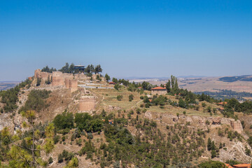 Fototapeta na wymiar View of Kütahya castle from Hıdırlık hill.