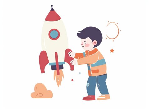 A Child's Playtime with a Toy Rocket Ship: Nurturing Adventure and Exploration Generative AI