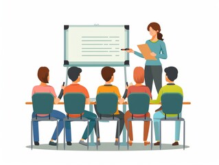 Health-conscious Adult Asking Questions at College Lecture with Pastel Colors Generative AI