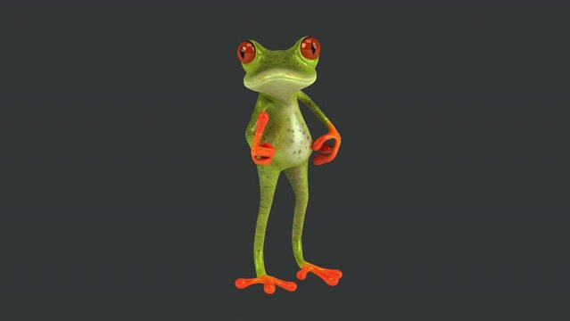 Fun 3D cartoon frog with thumbs up and down (with alpha channel included)