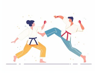 Fototapeta na wymiar Self Defense Class: Practicing Kicks and Punches Generative AI